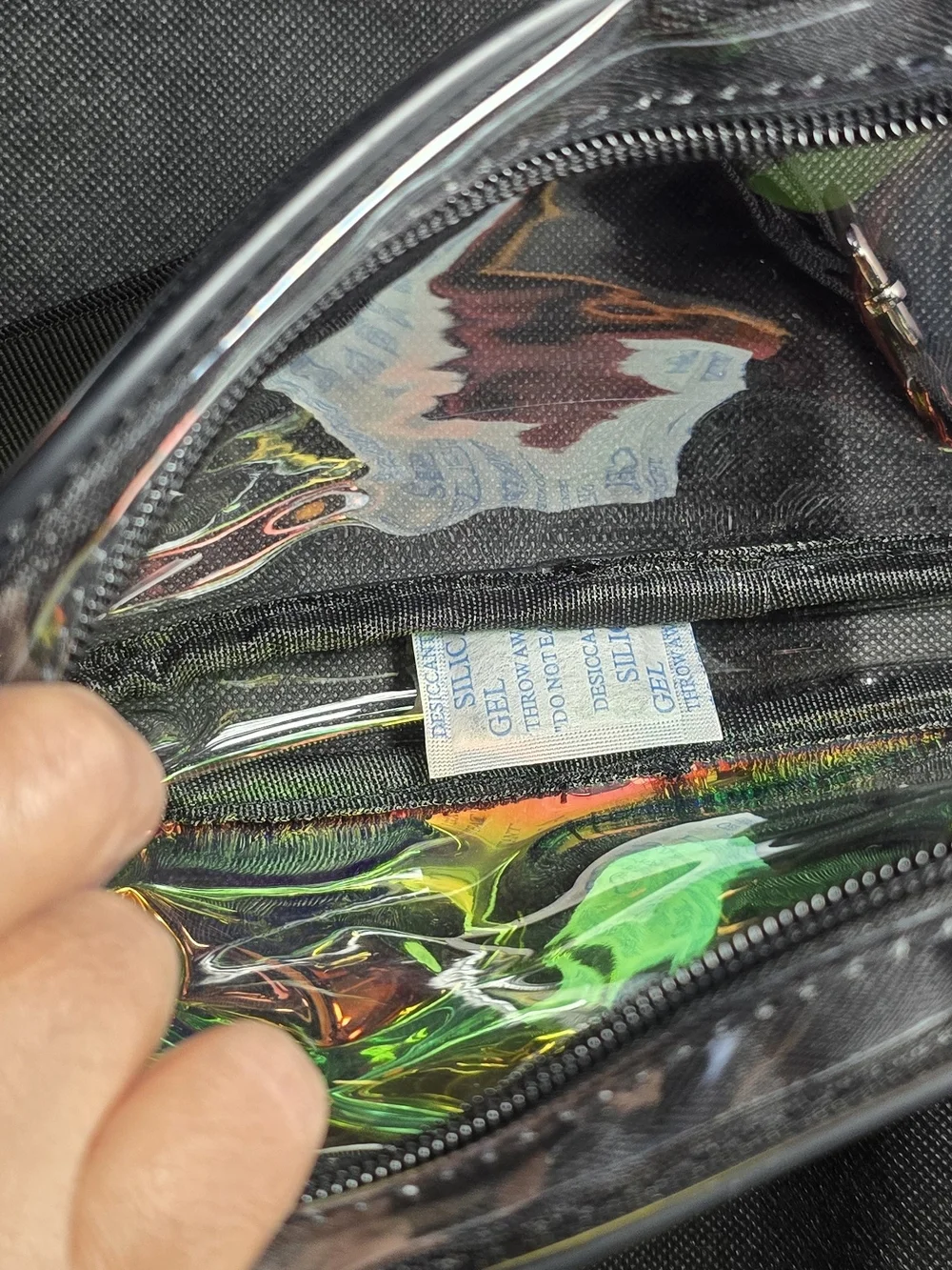 Holographic Clear Crossbody Phone Bag - Iridescent Pink/Blue